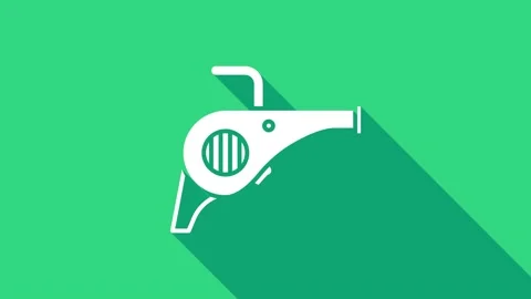 White Leaf garden blower icon isolated on green background. 4K Video motion Stock Footage 147152283