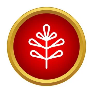 White leaf icon on red circular button Stock Illustration