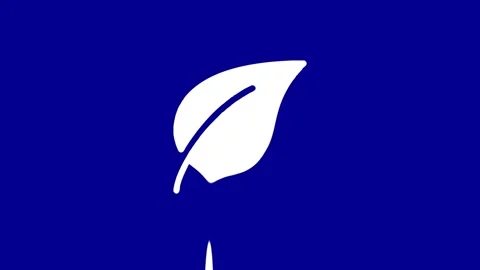 White leaf illustration on dark blue backdrop Stock Footage 327761879