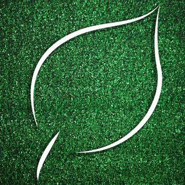 White leaf shape frame on green grass for decoration template. Eco and envi.. Photos