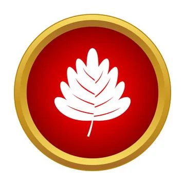 White leaf symbol inside red circle with gold border Stock Illustration