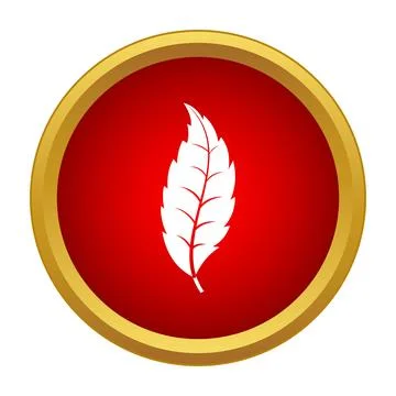 White leaf symbol inside red gold circle 스톡 일러스트