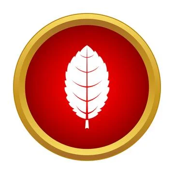 White leaf symbol inside red circle with golden frame Stock Illustration