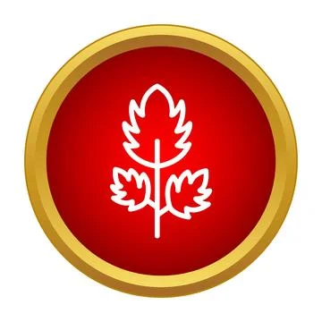 White leaf symbol in red circle gold border 스톡 일러스트