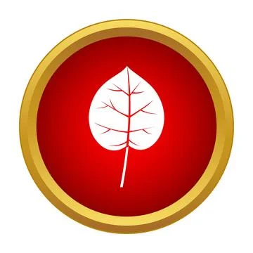 White leaf symbol in red gold circle button Stock Illustration