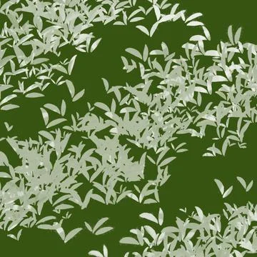 White Leafy Foliage Pattern on Forest Green Ilustração Stock