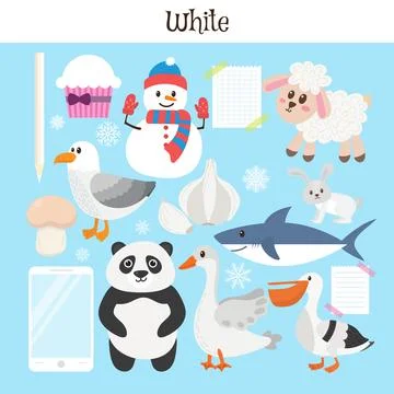 White. Learn the color. Education set. Illustration of primary colors Stock Illustration