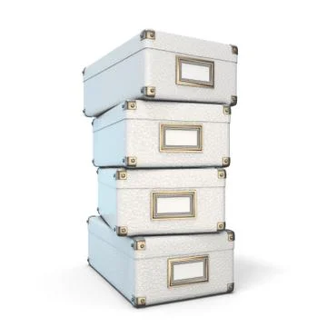 White leather closed boxes 3D Illustrazione stock
