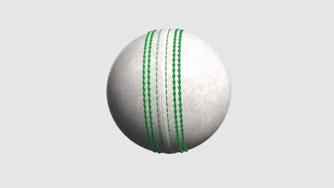 White Leather Cricket Ball Animation | Rotating Green Seam Transparent 4K Stock Footage 342691171