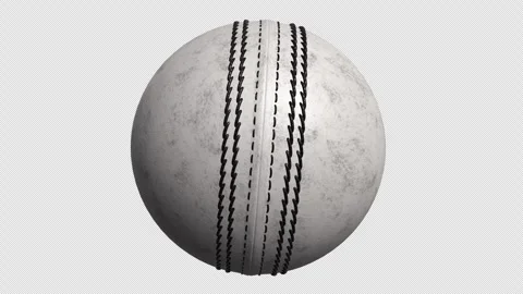 White Leather Cricket Ball Motion Graphic | Spinning 3D Animation Loop Vídeos de archivo 329534769