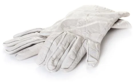 White leather gloves Stock Photos