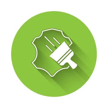 White Leather icon isolated with long shadow. Green circle button. Vector Stock Illustration