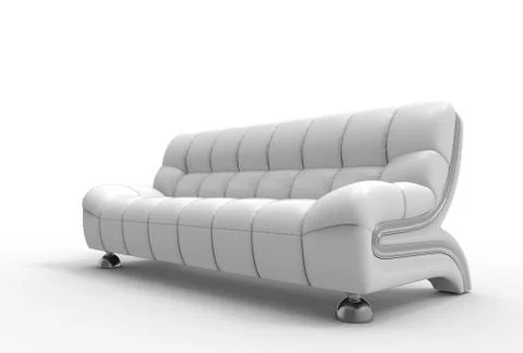 White Leather Sofa Stock Illustration