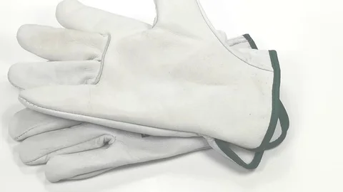 White leather work gloves Stock Footage 102618592