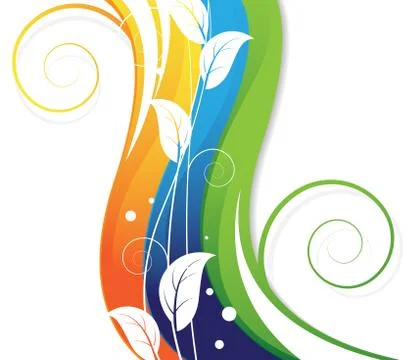 White leaves on abstract rainbow background Stock Illustration