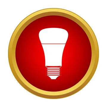 White led light bulb icon on red background Stock Illustration