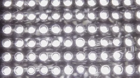 White Led Light, Dot Pattern Abstract with movement in front. Stock Footage 138877571