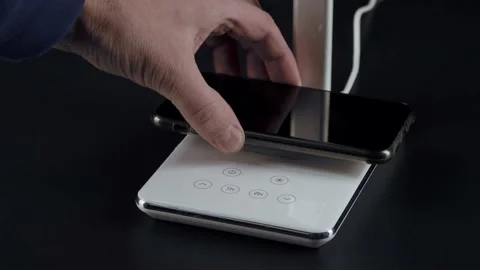 White LED table lamp on black background Stock Footage 152934427