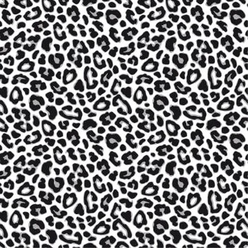 White leopard or jaguar seamless pattern. Modern animal fabric design. Vector Stock Illustration