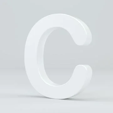 White letter C on studio light background. 3d rendering Illustrazione stock