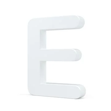 White letter E isolated on white background. 3d rendering Illustrazione stock