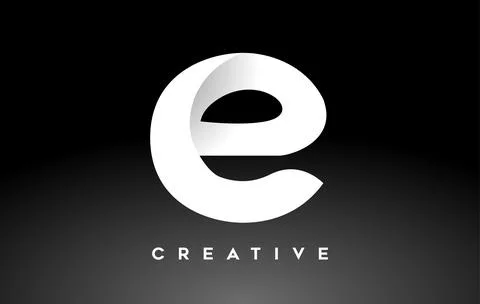 White Letter E Logo Design with Minimalist Creative Look and soft Shaddow on  Illustrazione stock