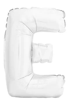 White letter E made of inflatable balloon isolated on white background Stock Photos