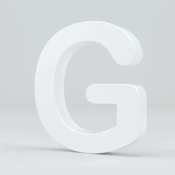 White letter G on studio light background. 3d rendering Illustrazione stock