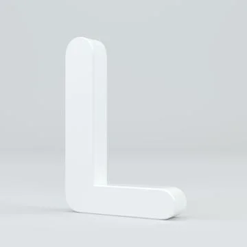 White letter L on studio light background. 3d rendering Illustrazione stock