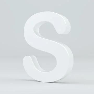 White letter S on studio light background. 3d rendering Illustrazione stock