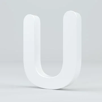 White letter U on studio light background. 3d rendering Illustrazione stock
