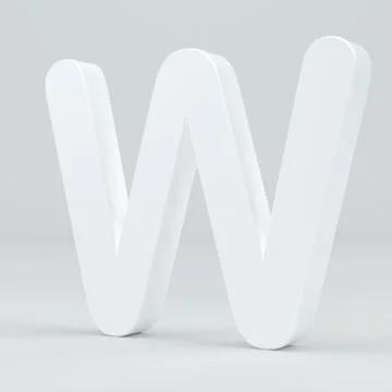 White letter W on studio light background. 3d rendering Illustrazione stock