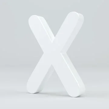 White letter X on studio light background. 3d rendering Illustrazione stock