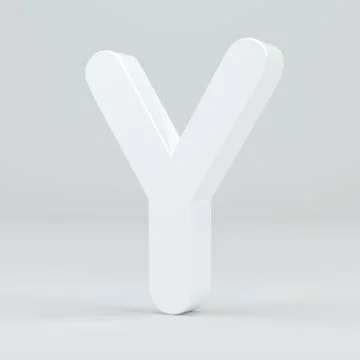 White letter Y on studio light background. 3d rendering Illustrazione stock