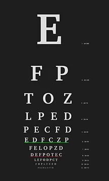White letters on a black background with a colored underscore. Ophthalmological Stock Illustration
