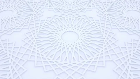 White light arabic background, arabesque muslim motif, 3d motion design Stock Footage 130671534
