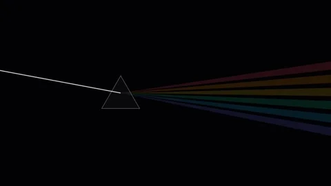 White light beam refracting through a glass prism into a spectral rainbow Stock Footage 338312088