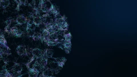 White light blue virus cells shape from line and point dust particle animation. Stock Footage 145888526