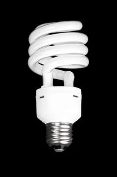White light bulb on black background. Stock Photos