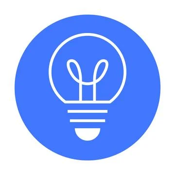 White light bulb illustration on blue circle background. Ideal for technology Stock Illustration