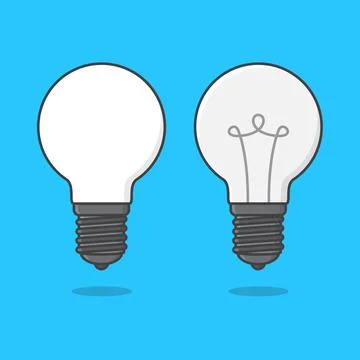 White light bulb Vector Icon Illustration. Incandescent Or Fluorescent Ener.. Stock Illustration