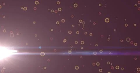 White light casting horizontal lens flare streaks, bokeh circles on abstract 스톡 사진