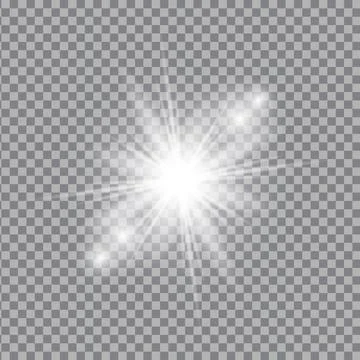 White light glow effect, light rays. Radiant flash, lens flare, vector illu.. Stock Illustration