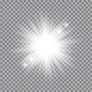 White light glow effect, light rays. Radiant flash, lens flare, vector illust Stockillustratie