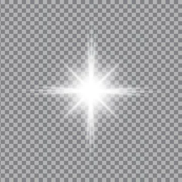 White light glow effect, light rays. Radiant flash, lens flare, vector illust Stock Illustration