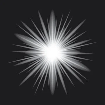 White light glow effect, light rays. Radiant flash, lens flare, on dark backg Stockillustratie