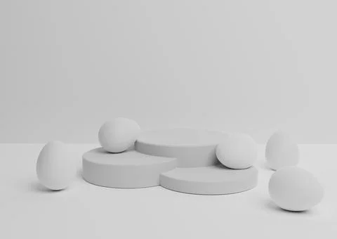 White, light gray, black and white 3D rendering of Easter themed product disp Stock Illustration