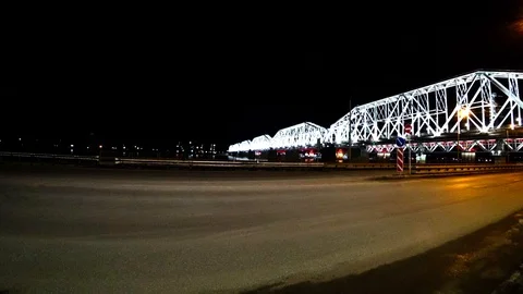 White light rail bridge Stock Footage 118286192