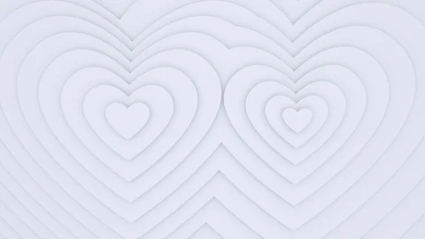 White light romantic background, Valentine day, heart animation, love symbol Stock Footage 129977853
