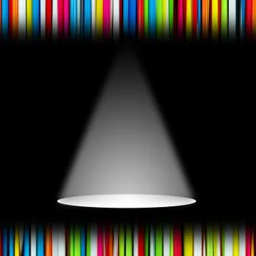 White light sources on black stage for presentation concept Illustrazione stock